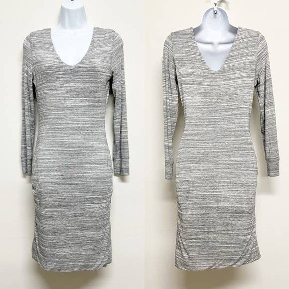 Banana Republic Dresses & Skirts - Banana Republic Womens Gray Space Dye Side Rouching Long Sleeve Dress Size S